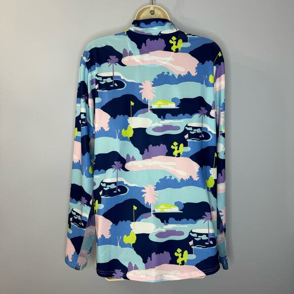 SanSoleil 1/4 Zip Golf Pullover women's XL UV 50 Cooling Mesh Vista Blue Print - Picture 9 of 12